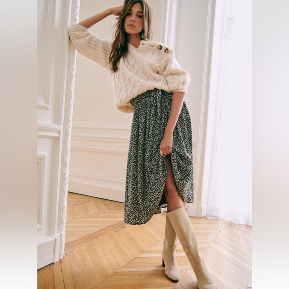 Sezane Elie Skirt in Leopard Print - Picture 1 of 5